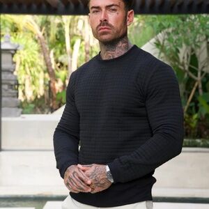 DOLCI LUSSO MILANO TEXTURED SLIM FIT KNIT - BLACK L